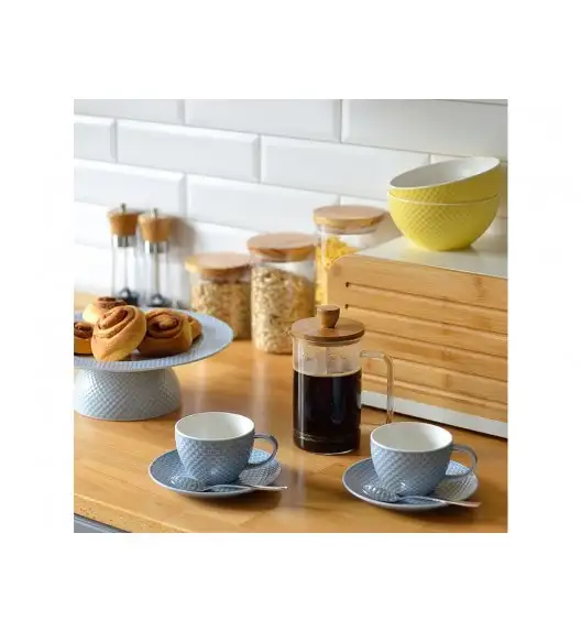 AMBITION NORDIC Pojemnik szklany z bambusowym wieczkiem 650 ml / styl skandynawski