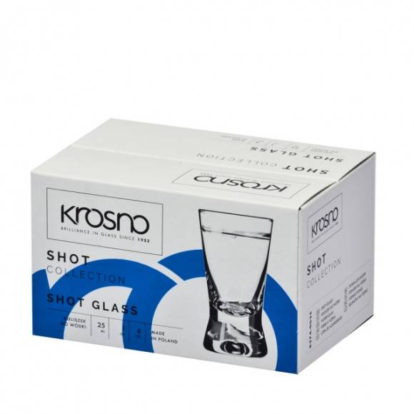 KROSNO BASIC SHOT Komplet kieliszków do wódki 6 el / 25 ml / szkło wysokiej jakości