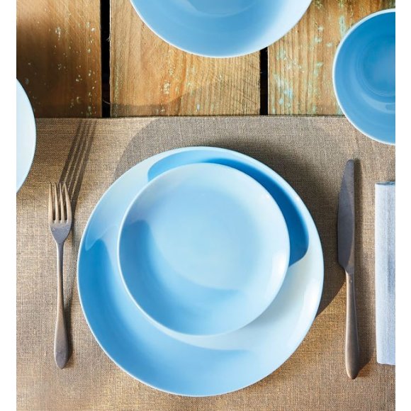 LUMINARC DIWALI LIGHT BLUE Komplet obiadowy 18 el dla 6 os / szkło hartowane