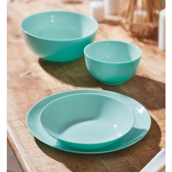 LUMINARC DIWALI TURQUISE Komplet obiadowy 18 el dla 6 os / szkło hartowane