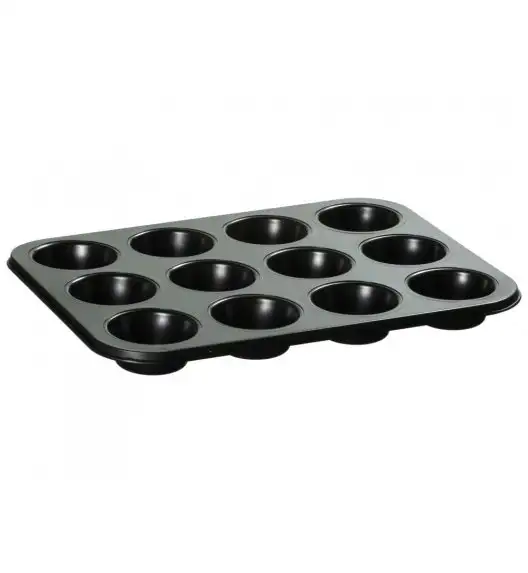 AMBITION LUKRECJA Forma do pieczenia na 12 muffinów 35 x 26,5 cm / czarna / stal / 69939