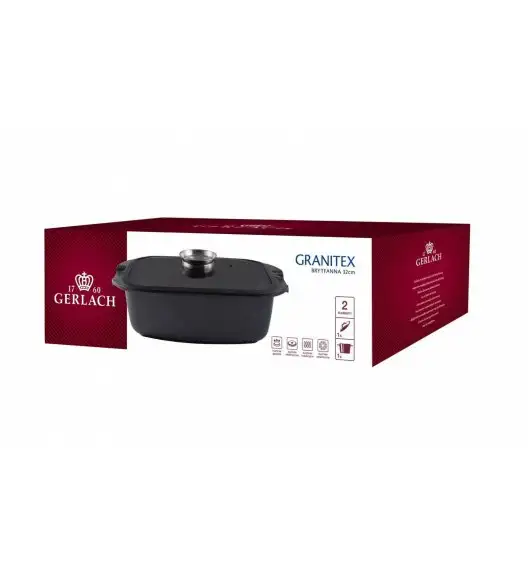 GERLACH GRANITEX Zestaw patelni z powłoką ceramiczną ILAG Granitec® 20, 28 cm + Brytfanna 32 cm z pokrywką / aluminium