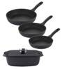 GERLACH GRANITEX Zestaw patelni z powłoką ceramiczną ILAG Granitec® 20, 24, 28 cm + Brytfanna 32 cm z pokrywką / aluminium