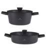 GERLACH GRANITEX Komplet garnków 24 + 28 cm z pokrywką 4,4 L / 4 elementy / powłoka ILAG Granitec® / indukcja
