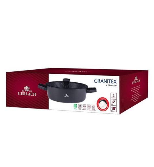 GERLACH GRANITEX Garnek 4,4 L z pokrywką 28 cm + patelnia 28 cm / powłoka ILAG Granitec® / indukcja