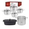 GERLACH BRAVA Komplet Garnki z pokrywkami 8 el + Garnek 7L Gerlach Ambiente + brytfanna 32 cm z pokrywką Gerlach Granitex / powłoka ILAG XERA DUR 2