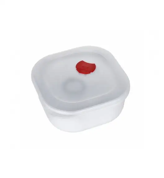 AMBITION SMART Kwadratowy pojemnik do kuchenki mikrofalowej 1,3 L / biało-czerwony / tworzywo sztuczne / 699371