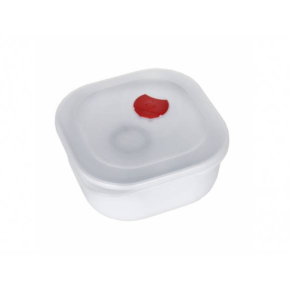 AMBITION SMART Kwadratowy pojemnik do kuchenki mikrofalowej 1,3 L / biało-czerwony / tworzywo sztuczne / 699371