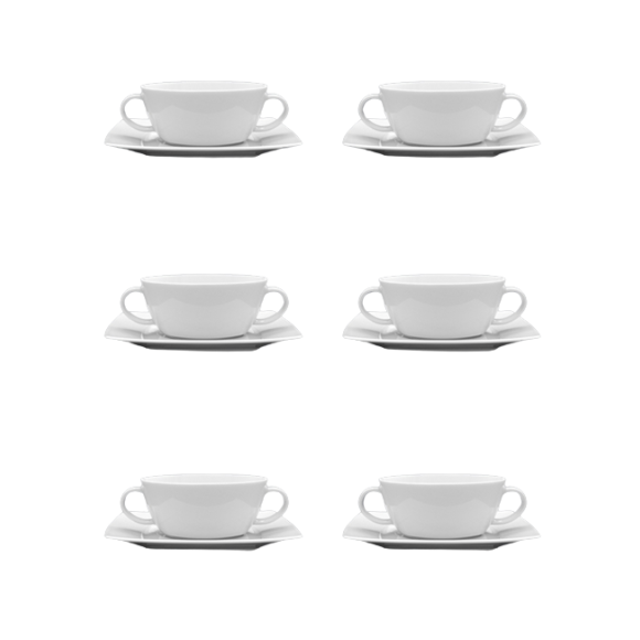 LUBIANA VICTORIA 6 x Bulionówka 300 ml + spodki / 12 el / porcelana