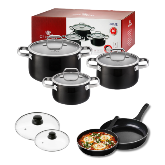 GERLACH PRIME Komplet Garnki z pokrywkami 6 el + patelnia Gerlach Harmony Classic 20, 28 cm + pokrywki