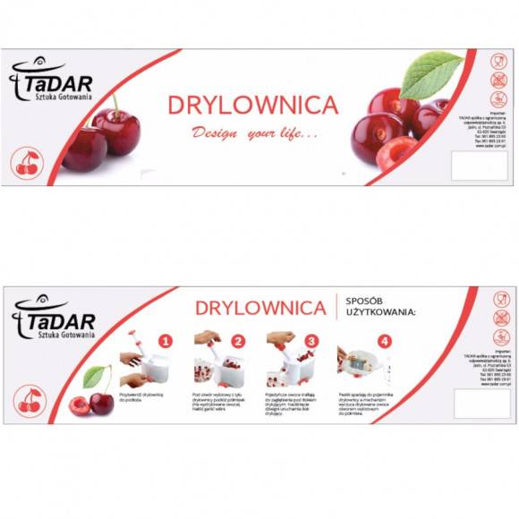 TADAR CHERRY Drylownica do wiśni 28,8 x 16 x 9,8 cm / czerwona / stal nierdzewna