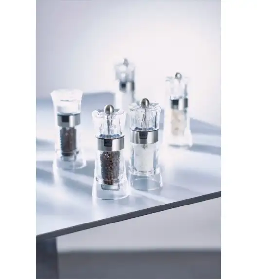 PEUGEOT OSLO Komplet 2 młynków do soli i pieprzu 14 cm / akryl + stal nierdzewna