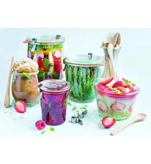 WECK Komplet 6 słoików na przetwory z uszczelką i 2 zapinkami 290 ml