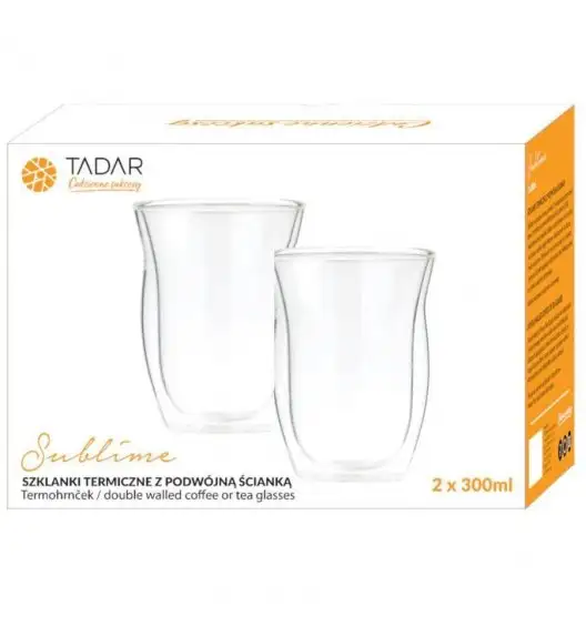 TADAR SUBLIME Komplet 2 szklanek termicznych 300 ml z podwójną ścianką / szkło