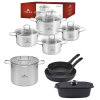 GERLACH BRAVA Komplet Garnki z pokrywkami 8 el + Garnek 7 l + patelnie Gerlach Granitex 28, 20 cm + Brytfanna Granitex