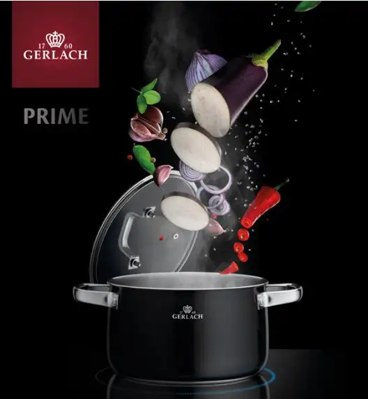 GERLACH PRIME Komplet Garnki z pokrywkami 6 el + patelnie Gerlach Granitex 20, 28 cm + Garnek 7 l Gerlach Ambiente + Gerlach Granitex Brytfanna 32 cm 