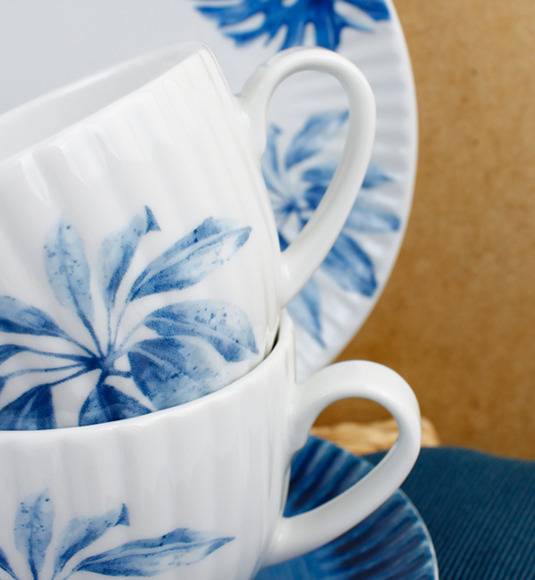 LUBIANA DAISY BLUE Serwis obiadowo - kawowy 12 osób / 60 elementów / porcelana ręcznie zdobiona