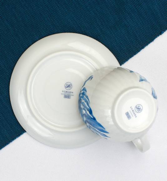 LUBIANA DAISY BLUE Serwis obiadowo - kawowy 12 osób / 60 elementów / porcelana ręcznie zdobiona