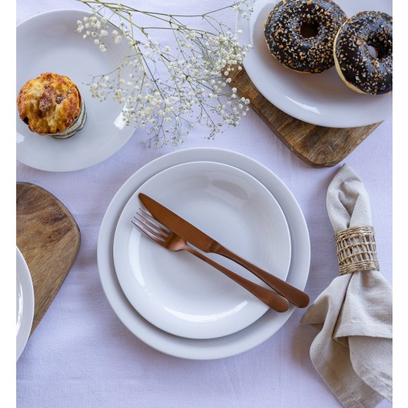 WYPRZEDAŻ! LUBIANA ETO MODERN BIAŁY Serwis obiadowy 18 el / 6 osób / porcelana dekorowana