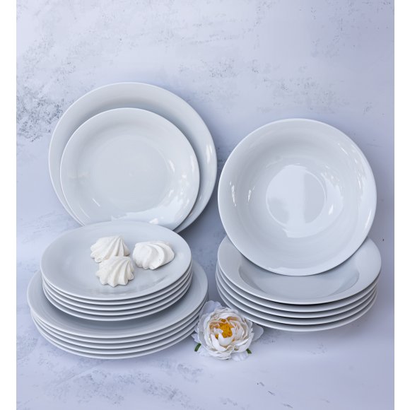 WYPRZEDAŻ! LUBIANA ETO MODERN BIAŁY Serwis obiadowy 18 el / 6 osób / porcelana dekorowana