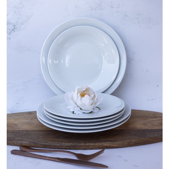WYPRZEDAŻ! LUBIANA ETO MODERN BIAŁY Serwis obiadowy 18 el / 6 osób / porcelana dekorowana