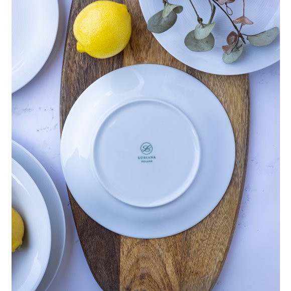 WYPRZEDAŻ! LUBIANA ETO MODERN BIAŁY Serwis obiadowy 18 el / 6 osób / porcelana dekorowana