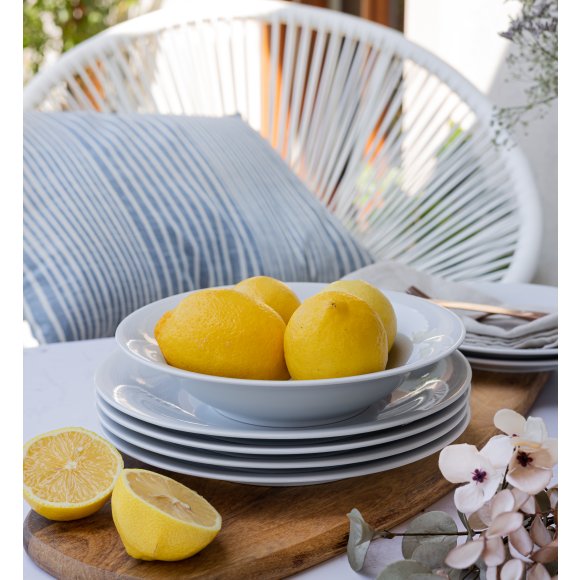 WYPRZEDAŻ! LUBIANA ETO MODERN BIAŁY Serwis obiadowy 18 el / 6 osób / porcelana dekorowana