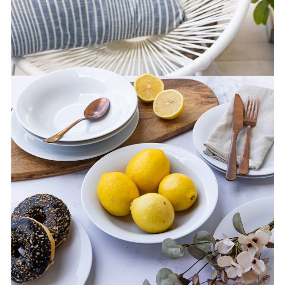 WYPRZEDAŻ! LUBIANA ETO MODERN BIAŁY Serwis obiadowy 54 el / 18 osób / porcelana dekorowana