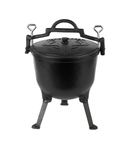 KönigHOFFER Kociołek myśliwski żeliwny 15 l + pokrywa / czarny / emaliowany 