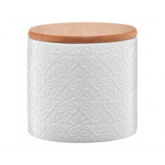 AMBITION TUVO Pojemnik z bambusową pokrywką 670 ml / mozaika / biały / ceramika