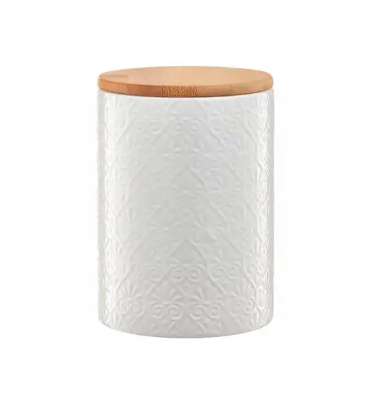 AMBITION TUVO Pojemnik z bambusową pokrywką 1,1 l / mozaika / biały / ceramika