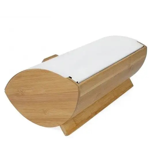 KÖNIGHOFFER COSMIC Chlebak z otwieraną pokrywą 35 cm + 3 pojemniki do przechowywania / białe / drewno bambusowe