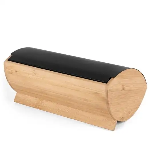 KÖNIGHOFFER COSMIC Chlebak z otwieraną pokrywą 35 cm + 3 pojemniki do przechowywania / czarne / drewno bambusowe