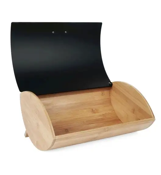KÖNIGHOFFER COSMIC Chlebak z otwieraną pokrywą 35 cm + 3 pojemniki do przechowywania / czarne / drewno bambusowe