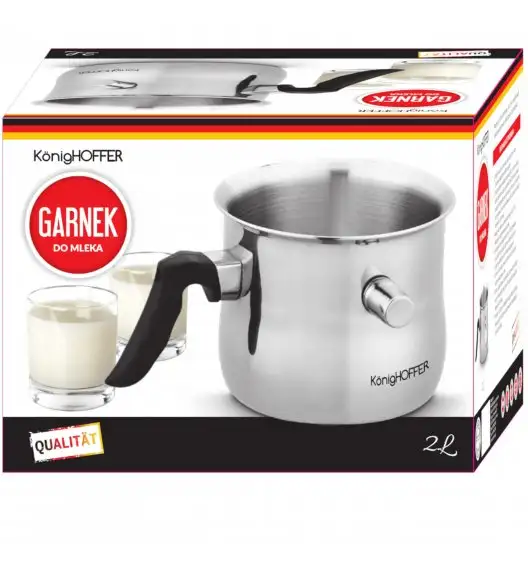 KönigHOFFER Garnek do gotowania mleka z gwizdkiem 2 L / stal nierdzewna / indukcja