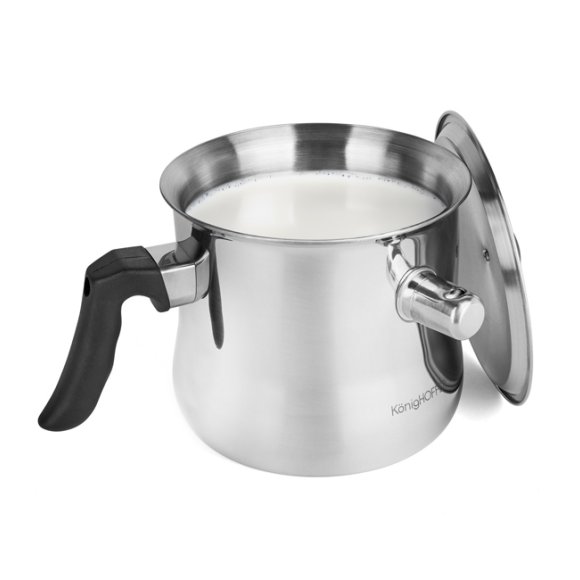 KönigHOFFER Garnek do gotowania mleka z gwizdkiem i pokrywką 1,5 L / stal nierdzewna / indukcja
