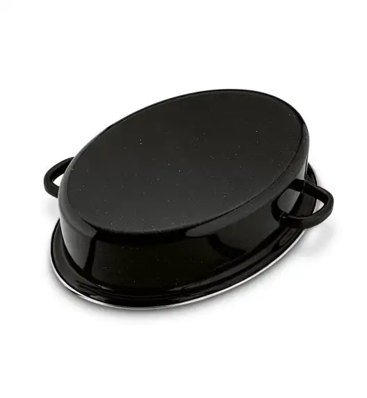 TADAR Brytfanna owalna z okuciem i grillem 3,5 L / czarna / stal węglowa / indukcja