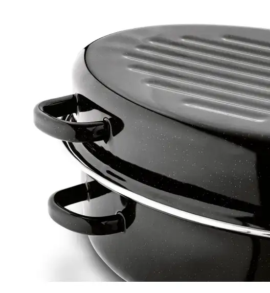 TADAR Brytfanna owalna z okuciem i grillem 3,5 L / czarna / stal węglowa / indukcja