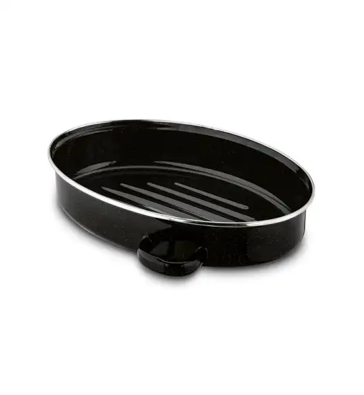 TADAR Brytfanna owalna z okuciem i grillem 3,5 L / czarna / stal węglowa / indukcja