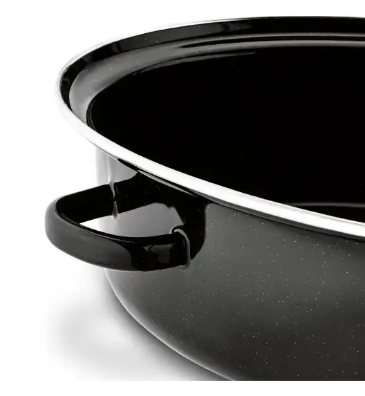 TADAR Brytfanna owalna z okuciem i grillem 6,5 L / czarna / emaliowana / stal węglowa