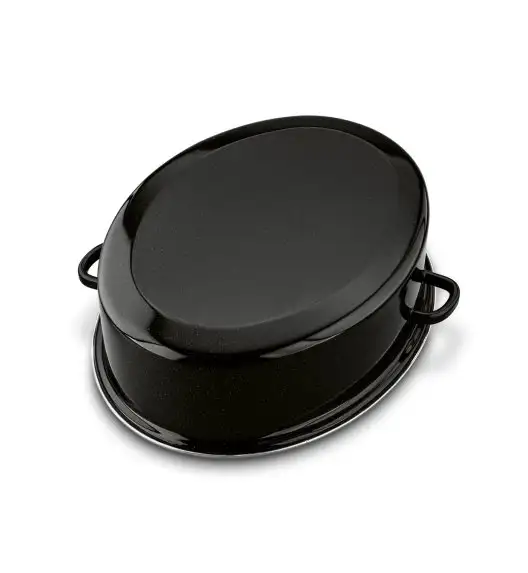 TADAR Brytfanna owalna z okuciem i grillem 6,5 L / czarna / emaliowana / stal węglowa