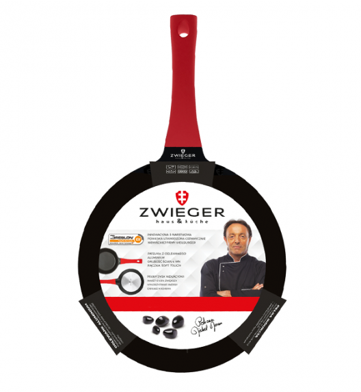 ZWIEGER OBSIDIAN Komplet patelni z pokrywkami / powłoka GREBLON non- stick / 24, 28 cm