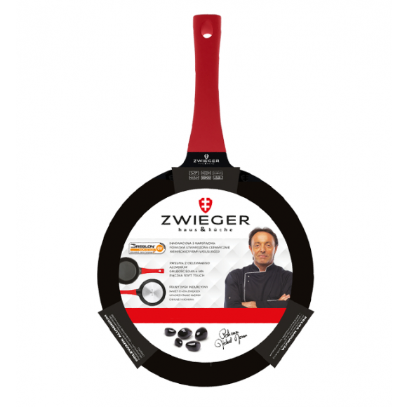 ZWIEGER OBSIDIAN Komplet patelni z pokrywkami / powłoka GREBLON C3+ non- stick / 24, 28 cm