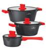 ZWIEGER OBSIDIAN Komplet garnków z pokrywkami 1l, 3l, 5l/ GREBLON C3+