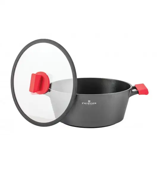 ZWIEGER OBSIDIAN Komplet garnków z pokrywkami 3l, 5l+ patelnie Obsidian 24, 28 cm/ GREBLON C3+