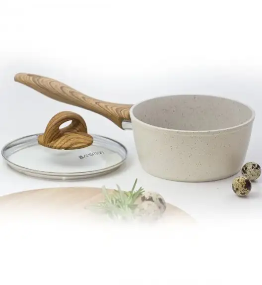 AMBITION NATURE Komplet Garnki z pokrywkami 6 el + Patelnie Nature 20, 24, 28 cm + patelnia naleśnikowa 28 cm + wok 26 cm