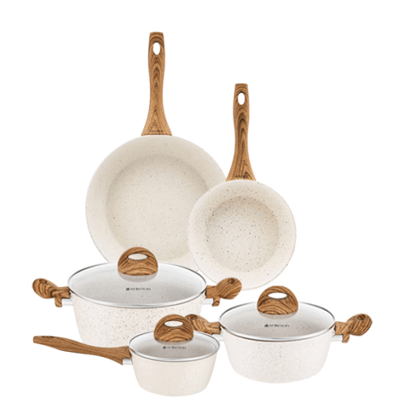 AMBITION NATURE Komplet garnków z pokrywkami 6 el + patelnie Nature 20, 28 cm