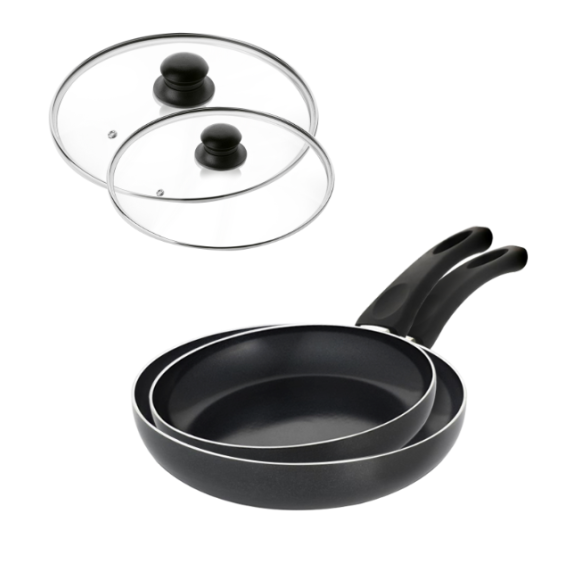 GERLACH INITIAL Komplet patelni z powłoką ceramiczną EXCILON 24, 28 cm + pokrywki / indukcja