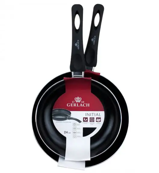 GERLACH BRAVA Komplet Garnki z pokrywkami 8 el + patelnie Gerlach Initial 24, 28 cm + pokrywki
