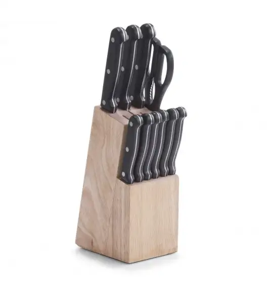 ZELLER Komplet 12 noży w bloku / drewno kauczukowe